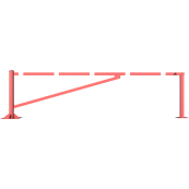 Swing barrier | to be fixed by plugs, hot-dip galvanized and red coated with white reflecting rings | clear width: 3500 mm | with triangular lock